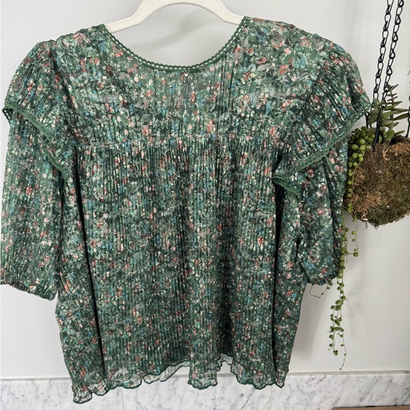 Porridge Tops - Floral Green Blouse